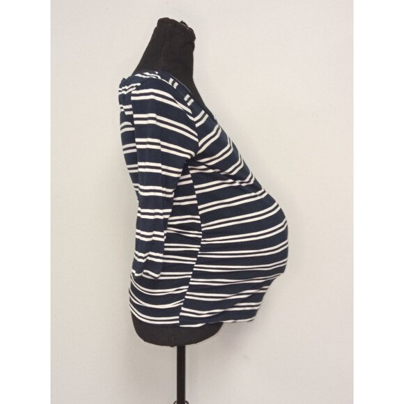 Mom's the Word Blue White Striped Maternity Top Size Small - Picture 4 of 8